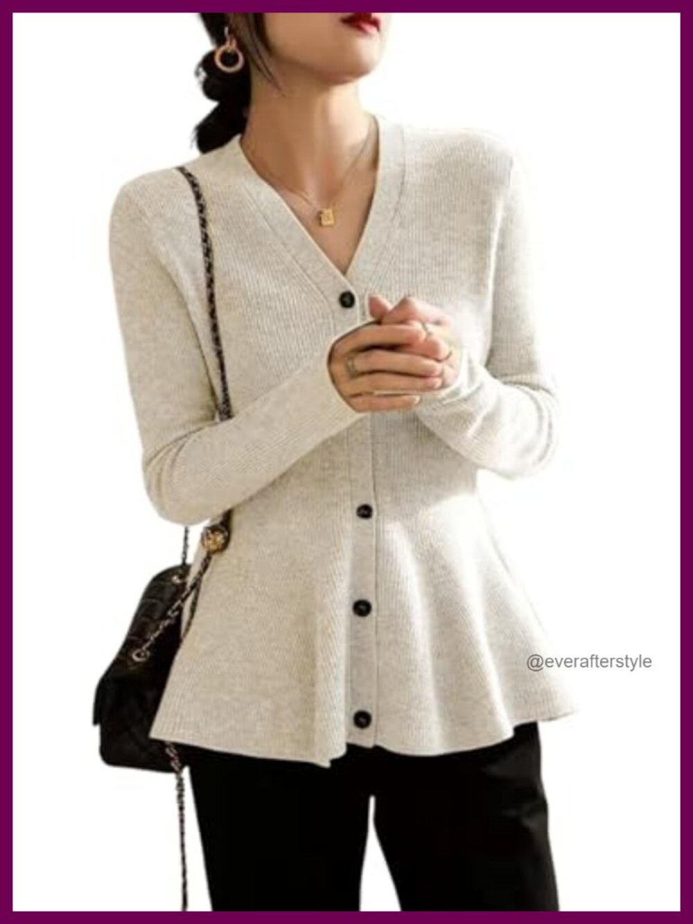 Peplum Cardigan Sweater Brushed Button Down Knit Cardigan